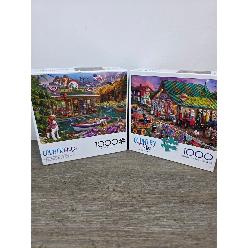 Lot of Two (2) Country Life 1000 Piece Jigsaw Puzzles by Buffalo Games